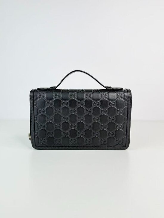 Gucci Handbags - Gucci Signature GG Embossed Leather Zip Around Travel Organizer Clutch Wallet